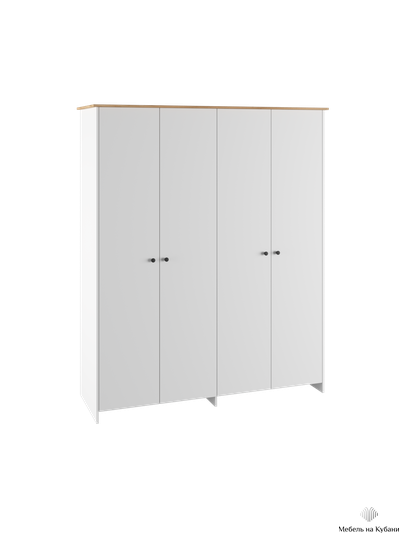 Теодора Шкаф 4Д Белый/Дуб крафт