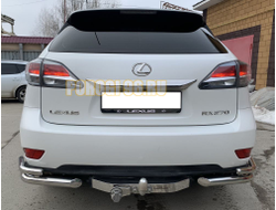 Защита заднего бампера уголки двойные d60/42 для Lexus RX270/RX350/RX450h (2009-2015)