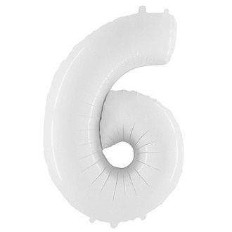 Шар (40&#039;&#039;/102 см) Цифра, 6, Белый, 1 шт.