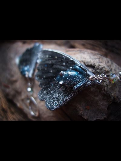 Серьги-крылышки с лягушками "Порхающие в туманном лесу"