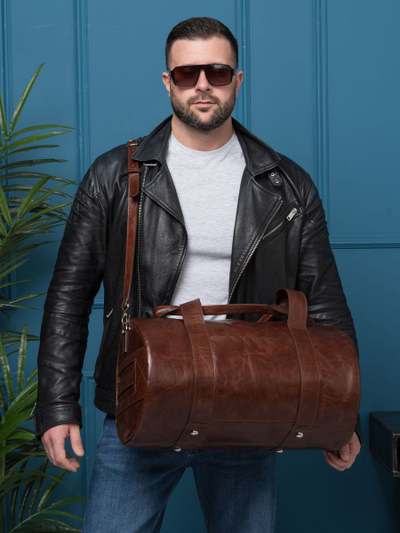 Кожаная дорожная сумка Faenza Premium brown (арт. 
4033-02)