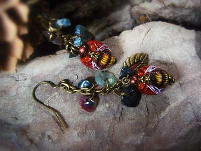 "Пчёлы с медовых лугов", комплект украшений в стиле бохо-шик