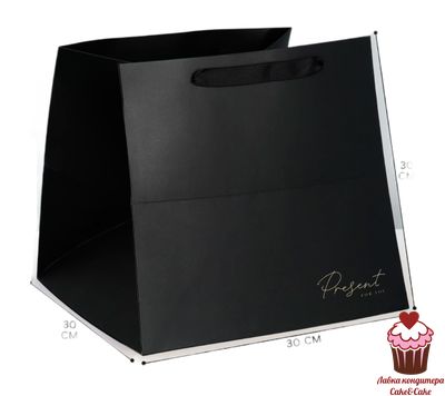 Пакет для коробки с тортом «Present» черный, 30х30х30 см