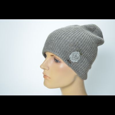 Шапка из альпака и шелка Vizio Италия 9015 CL бежевая с украшением