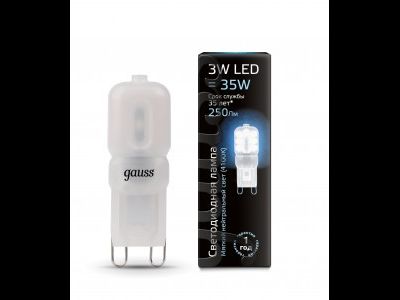 Лампа светодиодная Gauss G9 3W(250 lm) 4100K 220-240V 4K 49x17 пластик 107409203