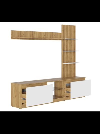 Бостон стенка НМ-001 МДФ Дуб крафт золотой/МДФ Глянец белый