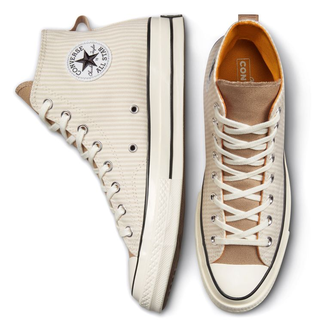 Кеды Converse Chuck Taylor 70 Crafted Stripe Hi Top бежевые высокие в полоску