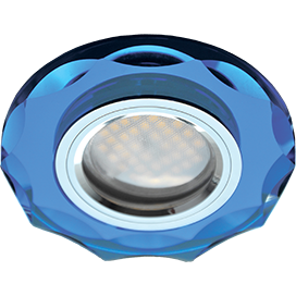 Светильник встраиваемый Ecola DL1653 MR16 GU5.3 стекло с вогнутыми гранями Голубой/Хром 25x90 FL1653EFF