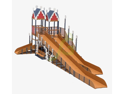 Зимняя деревянная горка "IgraGrad Snow Fox 19" с тремя скатами