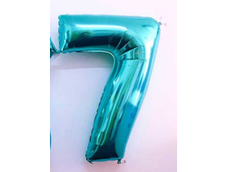 Фольгированная 7 Цифра, 100 см, бирюзовая  В НАЛИЧИИ