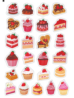 Наклейка "Клубничные пирожные", 30х20