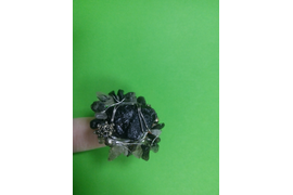 кольцо из обзидиана в оправе из черных агатов