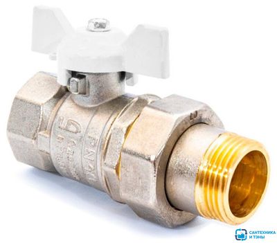 Кран шаровой со сгоном 1/2'' бабочка БЕЛАЯ  LD PRIDE