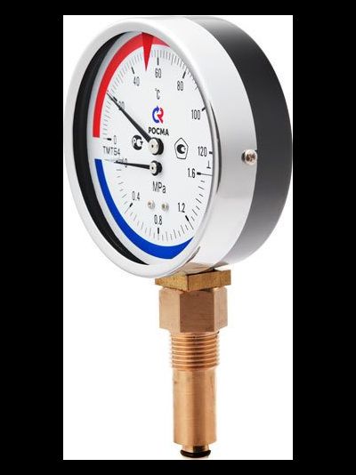 Термоманометр радиальный РОСМА 80х1/2 150С 1,6МПа ТМТБ-31Р.1 шток 46мм (нижнее радиальное подкл.)