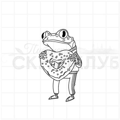 Штамп лягушка с сердцем