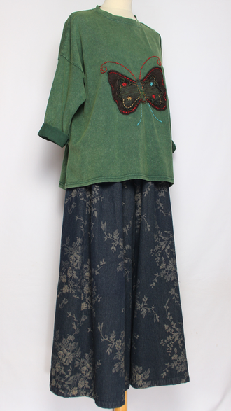 Джемпер ХЛОПОК "Бабочка винтаж" малахит, малина до р.52