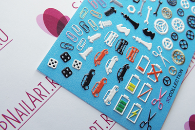 3D Слайдер-дизайн - 1019 - Шестеренки, скрепки, мелкие детали