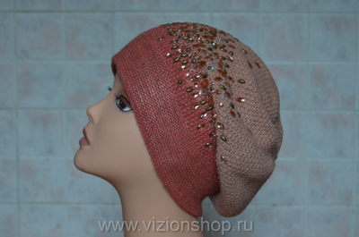 Берет с камнями Vizio Италия 5561 розовый