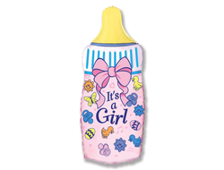 Шар (31"\79 см) Бутылочка для девочки, розовая