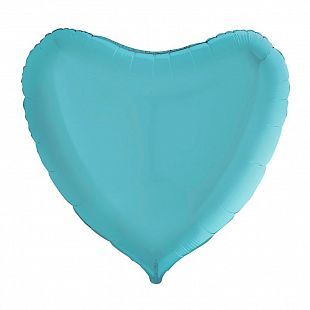 Сердце Пастель Голубой 36"/90 см с надписью и гирляндой