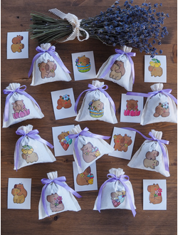 Набор ароматических лавандовых саше «Капибары» 10шт + мини открытки 10шт.