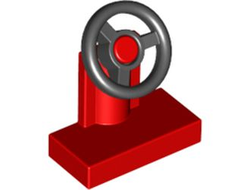 Vehicle, Steering Stand 1 x 2 with Black Steering Wheel, Red (3829c01 / 9552)