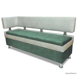 Кухонный ДИВАН "ФОРУМ-4" с боковой спинкой, Зеленый/Слоновая кость Левый