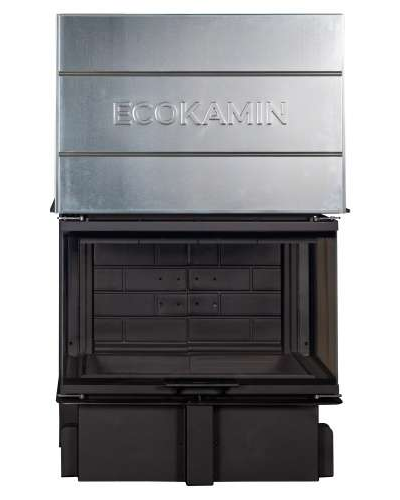 Каминная топка Дельта 800 РВ три стекла принтинг подовое горение черный шамот, Экокамин (Россия)