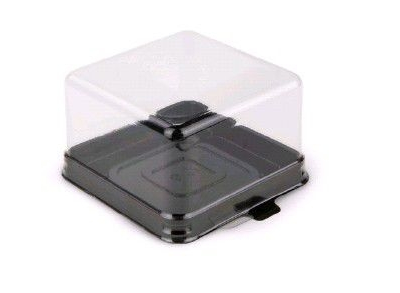 Контейнер для пирожных квадрат (пластик. крыш-дно, прозр/кор.), 92*85*51мм