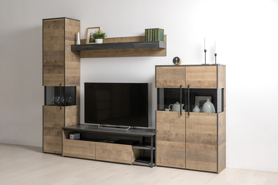 Шкаф-пенал с витриной Труовор 13.205 дуб гранж песочный