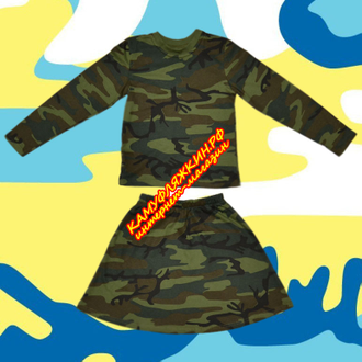 Комплект футболка с длинным рукавом и юбка в расцветке флора фото-4