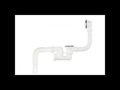 Сифон для ванны регулируемый с выпуском и переливом с гт 40х40/50 Aquant V255-25 [47149]