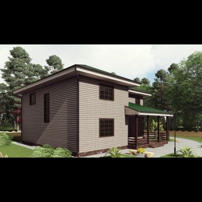 Двухэтажный каркасный дом с четырьмя спальнями 233м² (SK60)