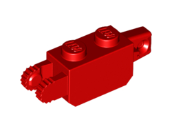 Hinge Brick 1 x 2 Locking with 1 Finger Vertical End and 2 Fingers Vertical End, 9 Teeth, Red (30386 / 4140753 / 4189118 / 4189231 / 6195080)