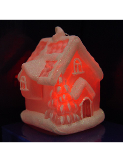 Гирлянда "Домик", матовое стекло, заснеженный, светодиод RGB, на батарейках