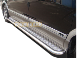 Пороги с накладным листом	d53 для Hyundai H-1 Grand Starex (2007-)