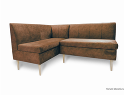 Кухонный Угловой диван "Форум-8Б" Стандартный Велюр, Коричневый, левый