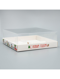 Коробка на 4 муссовых пирожных «С Новым годом», 17.8 х17.8 х 6.5 см