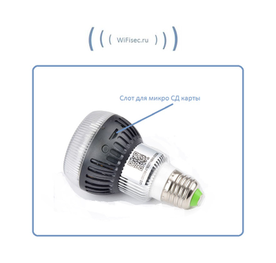 WiFi видеоняня/телекамера (в виде лампы накаливания, цоколь Е27)  с DVR , Full HD 5Mp (Pro iCam)