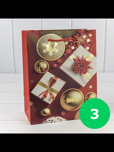 Пакет подарочный &quot;Новый год&quot; (микс 12), 18*23*10см