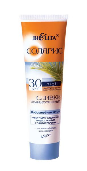 Сливки солнцезащитные SPF 30 с маслом облепихи водостойкие, 100 мл