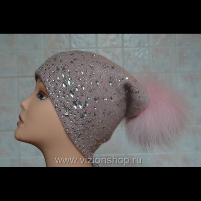 Модная женская шапка с помпоном Vizio Визио Италия