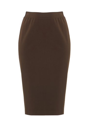 Трикотажная юбка миди коричневая