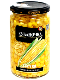 Кукуруза сладкая 360гр. КУБАНОЧКА Стеклянная банка