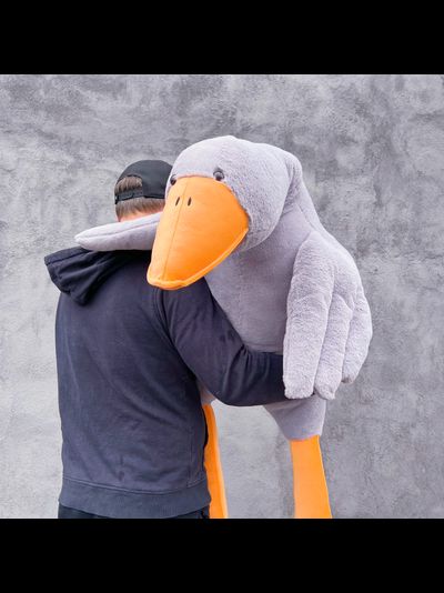 Плюшевый гусь 150 см премиум серый