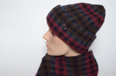 Визио Италия шапка в клетку и клетчатый шарф платок Vizio 6944