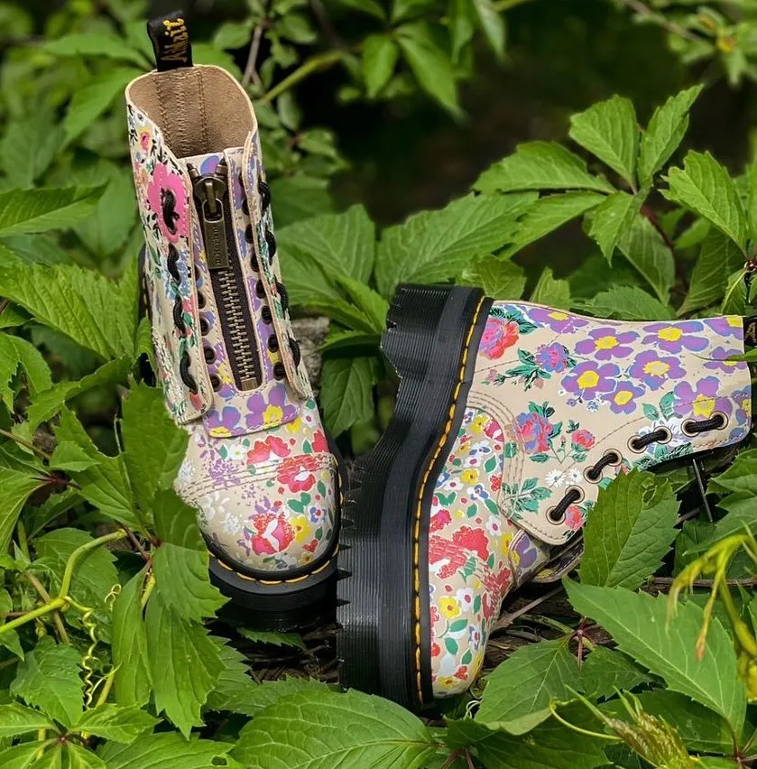 Ботинки с цветочным принтом Dr Martens Sinclair Floral Mash Up, застежка "молния".