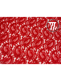 Гипюр-стрейч "Огурцы", цв. Красный