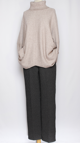 Брюки "Прямые драп" трикотажные  штрих серые р.48, 56