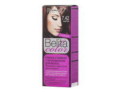 Краска стойкая с витаминами для волос серии "Belita сolor" № 7.42 Каштан